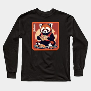 Red panda eat sushi Long Sleeve T-Shirt